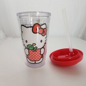 NEW Hello Kitty Sanrio I Love Apples Daisy Cup Red Straw